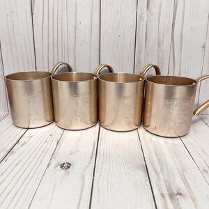 Vintage Set of 4 Smirnoff Moscow Mule Copper Mugs Made In Hong Kong